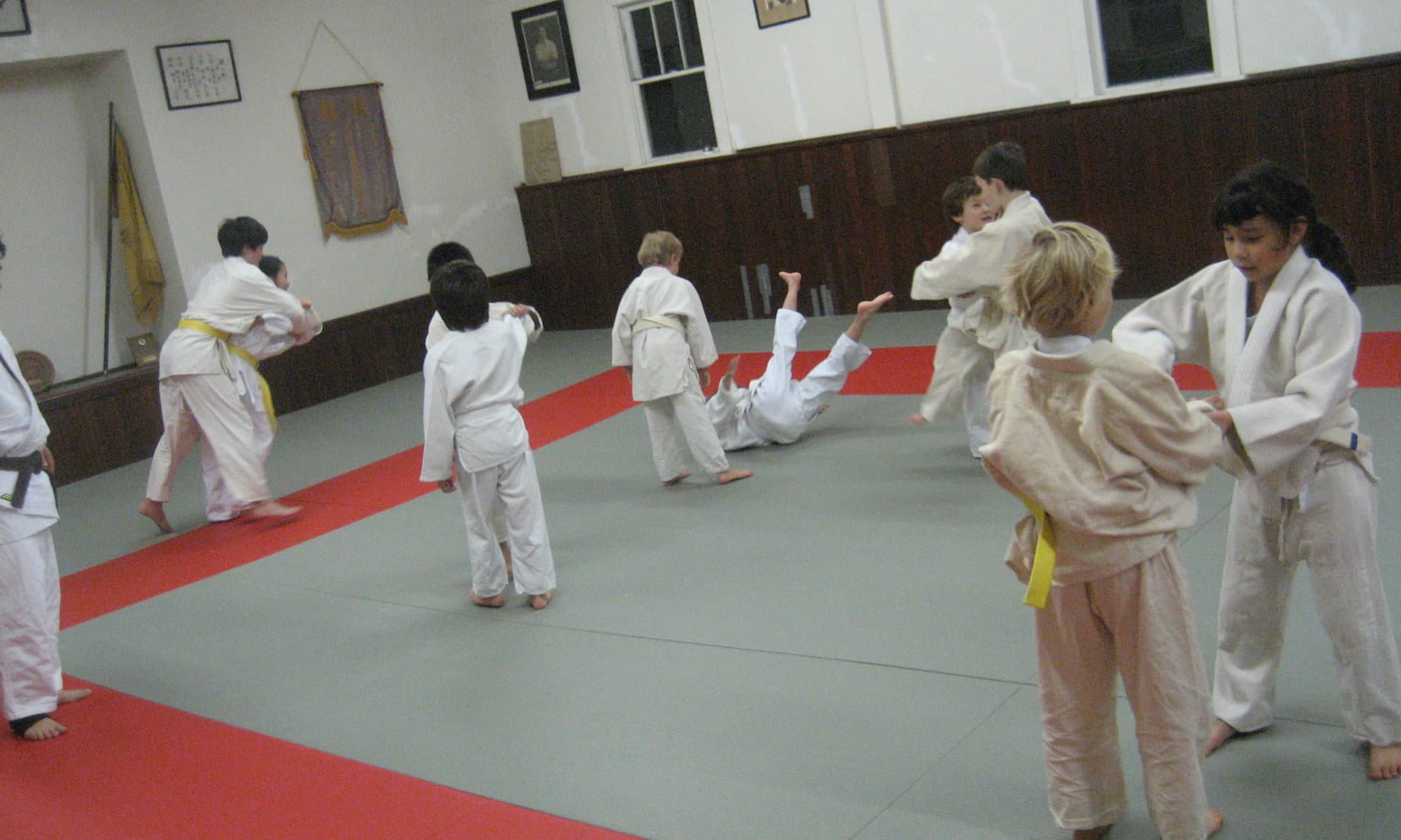 Children practicing judo at Seattle Dojo